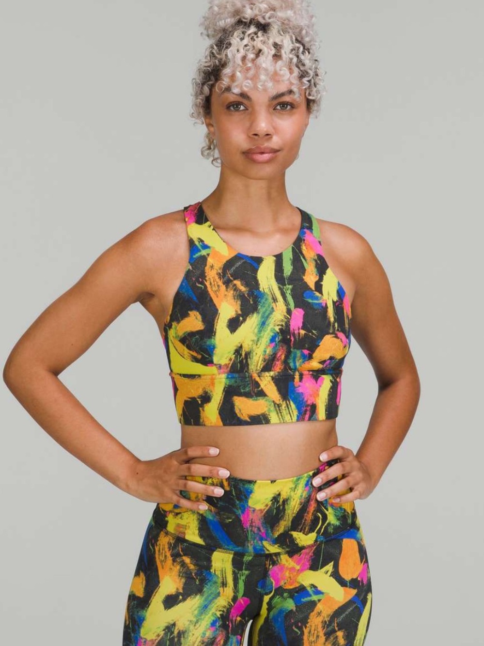 lululemon athletica Multicolor Neon Brushstroke High-Neck Sports Bra